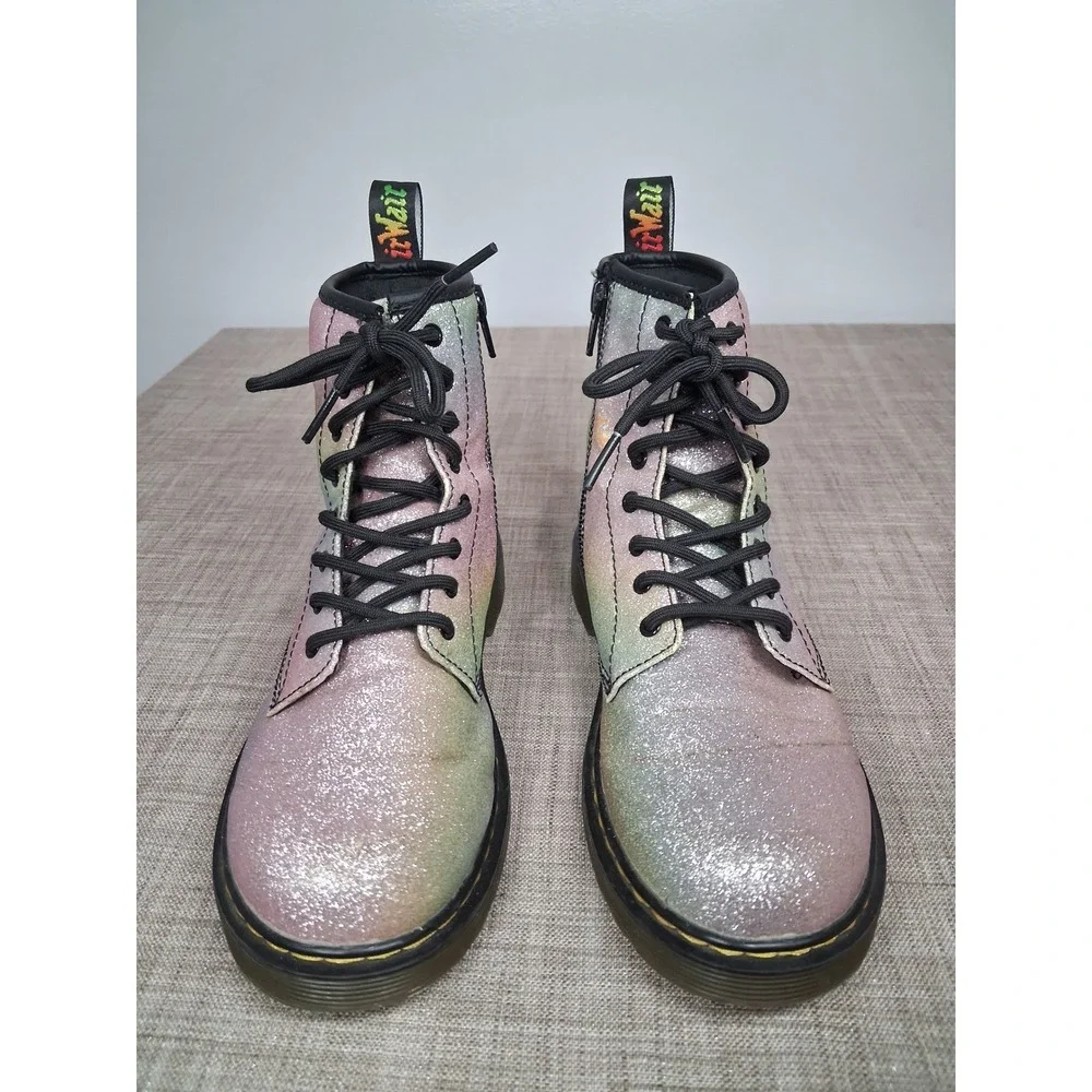 Dr. Martens 1460 Glitter J Rainbow Ombre Combat Boots Kids US 4 Pink Green AW004